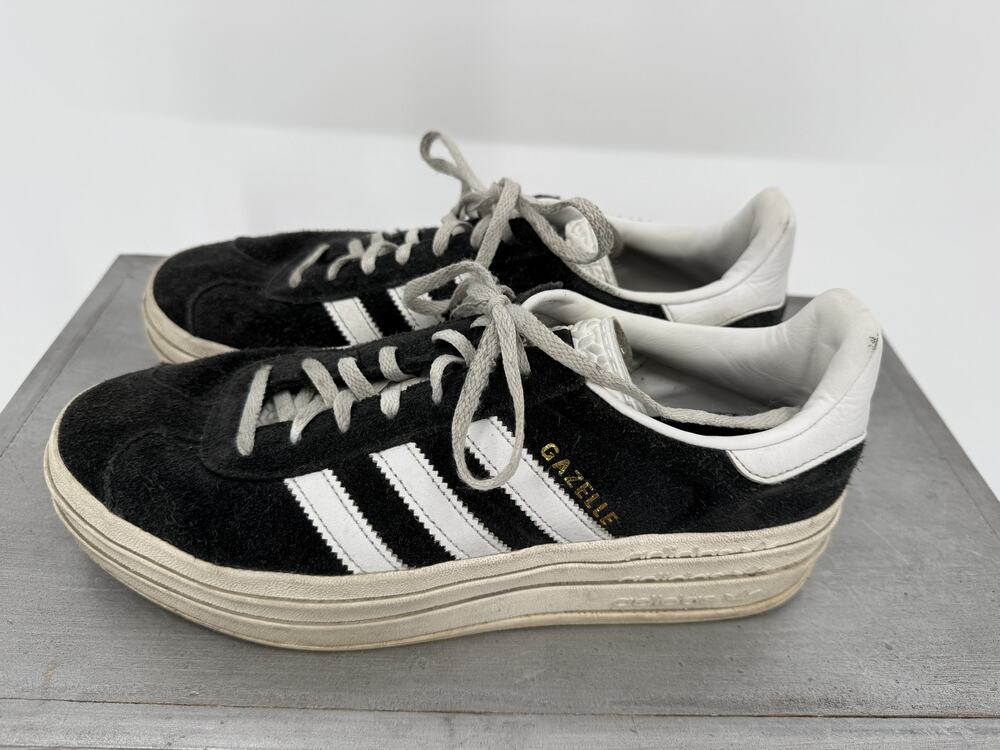 adidas Gazelle Bold HQ6912 Black White Platform Sneakers Womens 10 Retro Classic